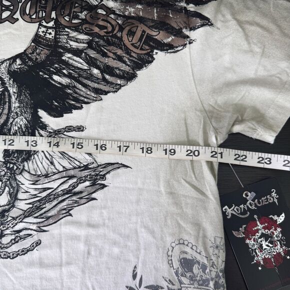 Konquest Shirt Mens Large Eagle Skull Metallic Tee Tshirt Y2K Grunge Goth NEW - Picture 10 of 12
